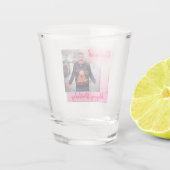 Happy Birthday Pink Gradient Modern Fotonaam toevo Shot Glas (Achterkant)