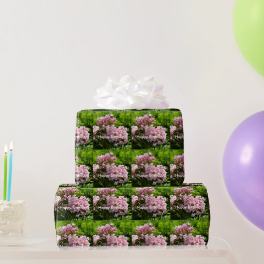 Happy Birthday Pink Mountain Laurel Flowers Cadeaupapier (Feestgeschenken)