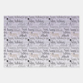 Happy Birthday Pink Paars Ombre Inpakpapier Vel (Voorkant 3)