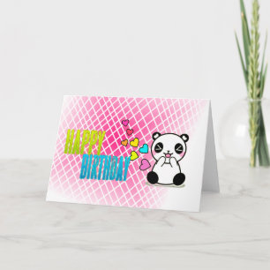 Happy Birthday Pink, Panda, Wenskaart Kaart