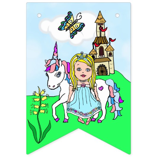 Happy Birthday Pink Princess Banner (Zestiende vlag)