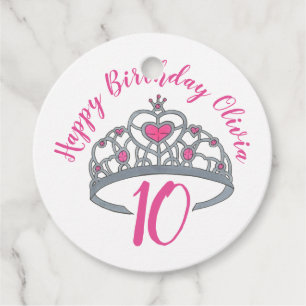 Happy Birthday Pink Princess Party Tiara Crown Bedankjes Labels