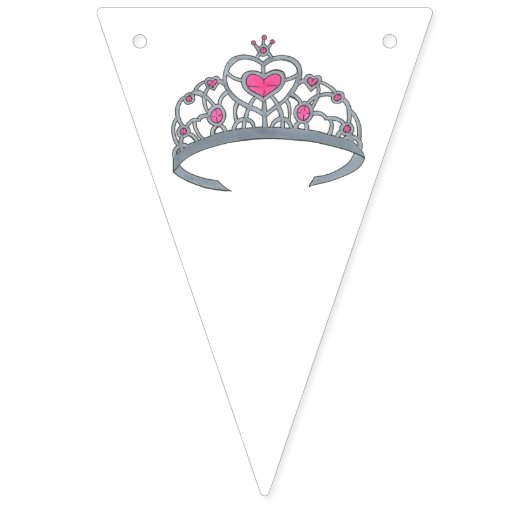 Happy Birthday Pink Princess Party Tiara Crown Vlaggetjes (Eerste vlag)