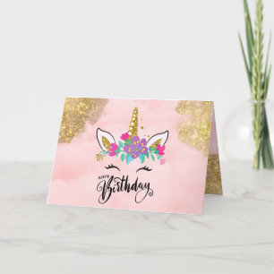 Happy Birthday Pink Unicorn Girls Vrouwen Bedankkaart