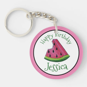 Happy Birthday Pink Watermelon Slice Fruit Picnic Sleutelhanger