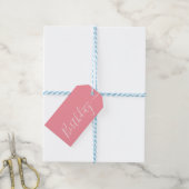 Happy Birthday Pink White Modern Cadeaulabel (Met Touw)