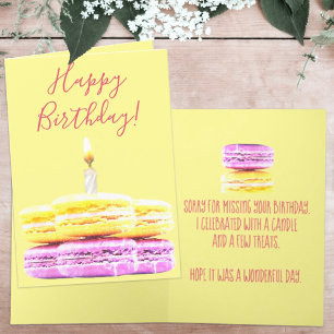 Happy Birthday Pink Yellow Macaron Cookies Kaart