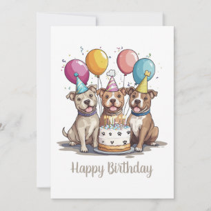 Happy Birthday Pit Bull Dogs Kaart