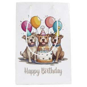 Happy Birthday Pit Bull Dogs Medium Cadeauzakje