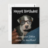 Happy Birthday Pittie Briefkaart (Voorkant / Achterkant)