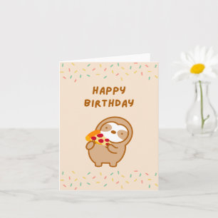 Happy Birthday Pizza Sloth Kaart