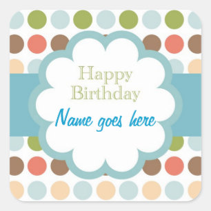 Happy Birthday (poka stippen) Vierkante Sticker