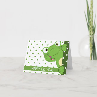 Happy Birthday Polka Dot and Frog Design Kaart