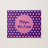 Happy Birthday Polka Dot Jigzaag Puzzle (Paars) Legpuzzel (Horizontaal)
