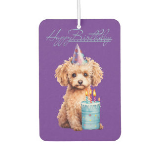Happy Birthday Poodle Pup Blue Cake Air Freshener Luchtverfrisser