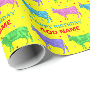 Happy Birthday Pop Art Koeien Cadeaupapier
