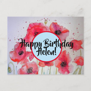 Happy Birthday Poppy floral dames Name Briefkaart