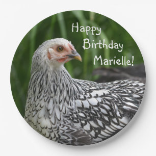 Happy Birthday Posing Chicken Papieren Bordje