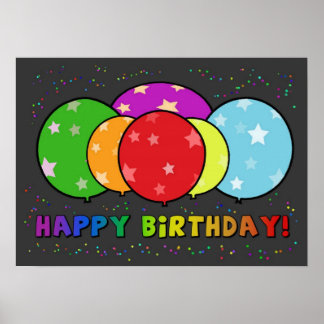 Happy Birthday Poster Rainbow-ballonnen
