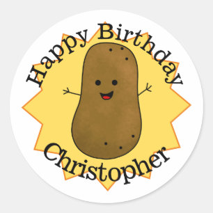 Happy Birthday Potato - Gepersonaliseerd Ronde Sticker