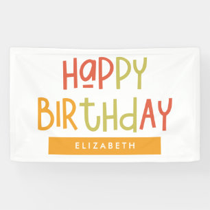 Happy Birthday Preppy Playful Fun Eenvoudige groet Spandoek
