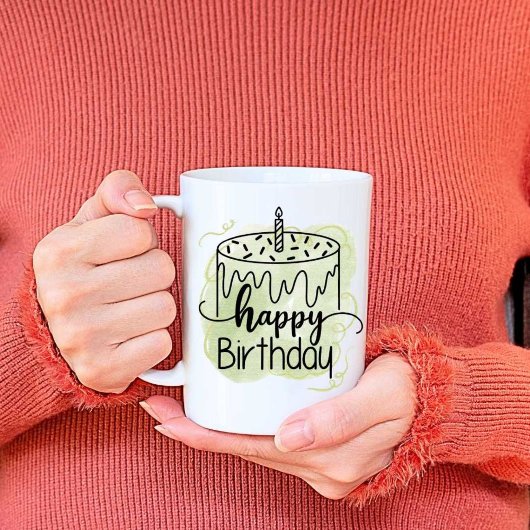 Happy birthday Print Moderne witte Mok