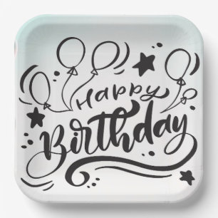 Happy Birthday Printed Custom Cute Borden Papieren Bordje