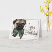 Happy Birthday Pug Card Kaart (Gele Bloem)
