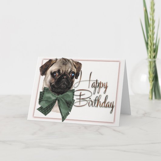 Happy Birthday Pug Card Kaart (Voorkant)