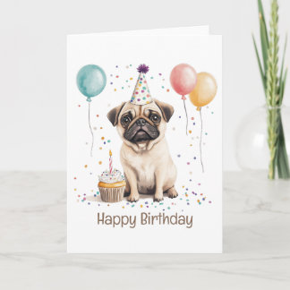 Happy Birthday Pug Dog Kaart