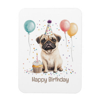 Happy Birthday Pug Dog Magneet
