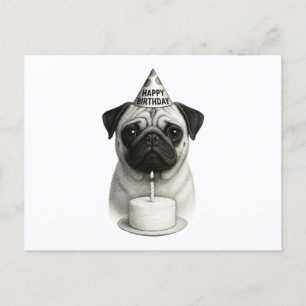 Happy Birthday Pug Feestdagenkaart