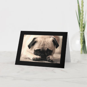 Happy Birthday Pug Puppy Dog Zwart Wenskaart Kaart