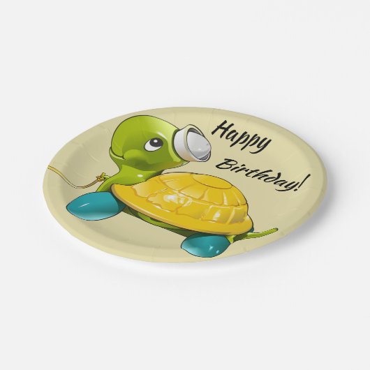 Happy Birthday Pull Speelgoed Turtle Paper Bord (Gekanteld)