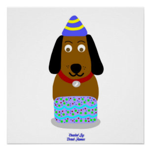 Happy Birthday Pup Glossy Poster Perfect Poster