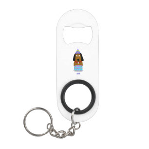 Happy Birthday Pup Mini flesopener Sleutelhanger Flessenopener
