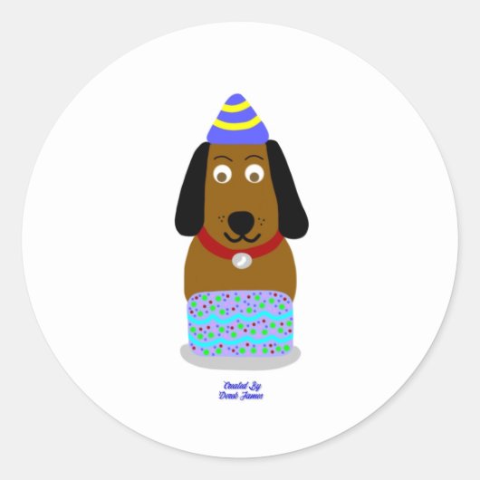 Happy Birthday Pup Ronde Sticker (Voorkant)