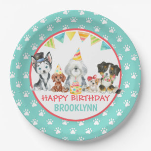 Happy Birthday Puppy Party Papieren Bordje