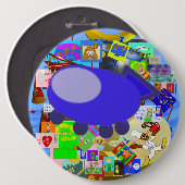 Happy Birthday Puppy Ruimteschip Button (Voorkant /achterkant)