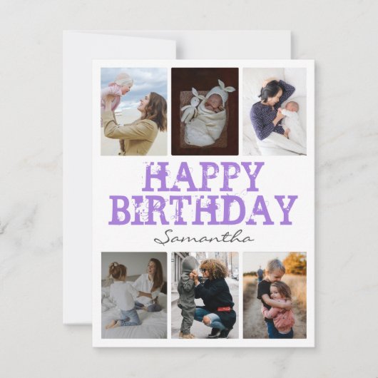 Happy Birthday Purpl 6 Photo Collage Wenskaart (Voorkant)
