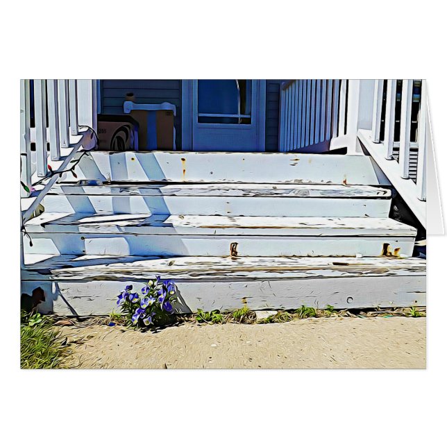 Happy Birthday Purple Flowers Stirs Card (Voorkant Horizontaal)