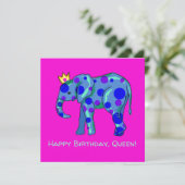 Happy Birthday Queen Elephant Flat Kaart (Staand voorkant)