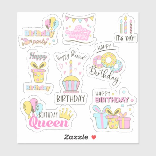 Happy Birthday Queen Sticker sheet (Vel)