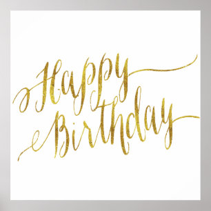 Happy Birthday Quote Gold Faux Folie Quottes Poster