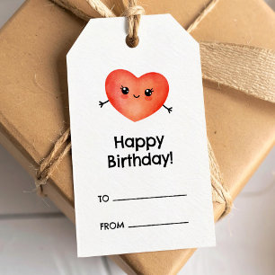 Happy birthday quote with cute girly heart cadeaulabel