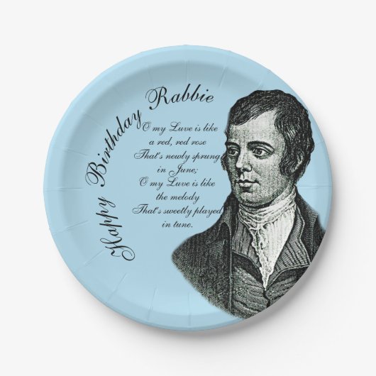 Happy Birthday Rabbie - Robert Burns Small 7" Papieren Bordje (Voorkant)