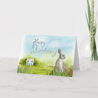 Happy Birthday Rabbit Blank Wenskaart Kaart