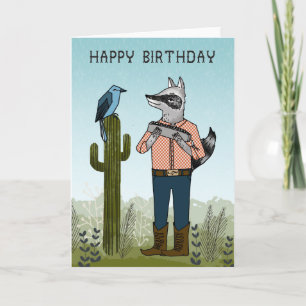 Happy Birthday - Raccoon speelt Harmonica Card Kaart