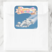 Happy birthday racing car cloud Square Vierkante Sticker (Tas)