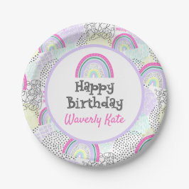 Happy Birthday Rainbow 90's Girl's Kawaii Party Papieren Bordje